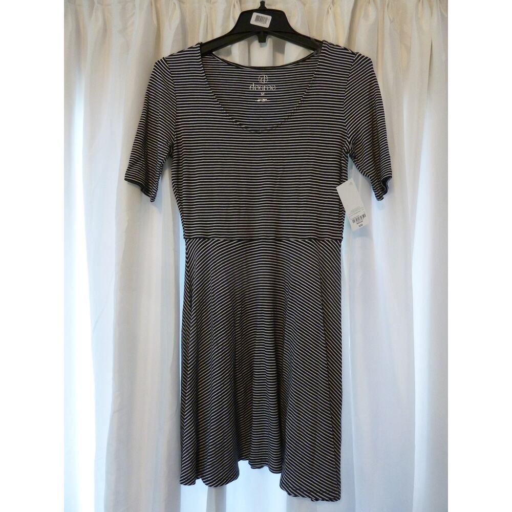 JCP Decree Juniors Dress Black/White Stripe Sz M NWT
